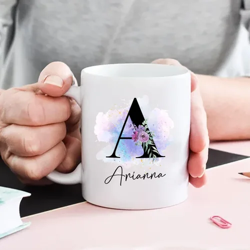 Miniatura 6 de Taza de café personalizada con nombre inicial, regalo para mujeres, esposa, amiga, mamá, abuela, madrastra, nombre personalizado e inicial taza