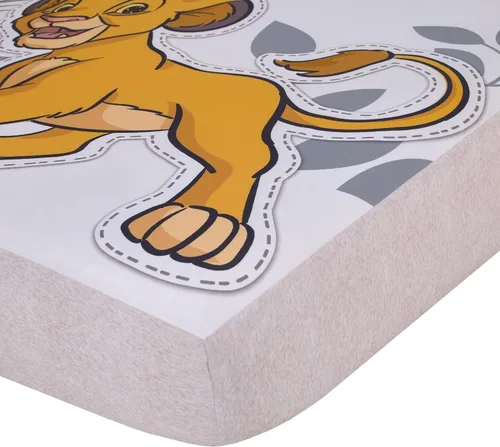 Miniatura 2 de NoJo Disney Lion King Simba - Sábana bajera ajustable para cuna, color marrón claro, dorado y blanco Wild About You Canela