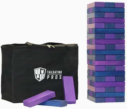 Miniatura 11 de Tailgating Pros Maderas Gigantes Premium que se Derrumban con Estuche de Transporte – ¡Elige los Colores de tu Equipo! Juego Gigante para Patio al