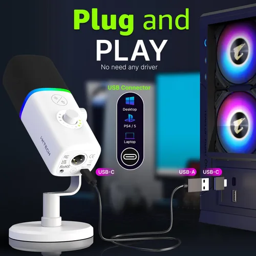 Miniatura 5 de IXTECH Micrófono USB Gaming para PC, micrófono condensador con cancelación de ruido para podcasts y transmisión de video con soporte para trípode