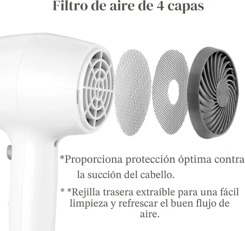Miniatura 8 de Secador de pelo compacto 1875W con difusor y concentrador, color blanco Tamaño compacto con difusor para realzar rizos u ondas naturales.
