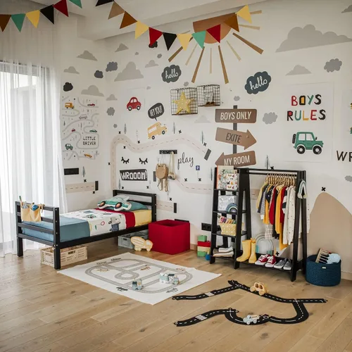 Miniatura 4 de Sweet Home from wood Armario infantil – Perchero de madera con riel colgante y estante de exhibición para niños – Muebles de vestir de bricolaje