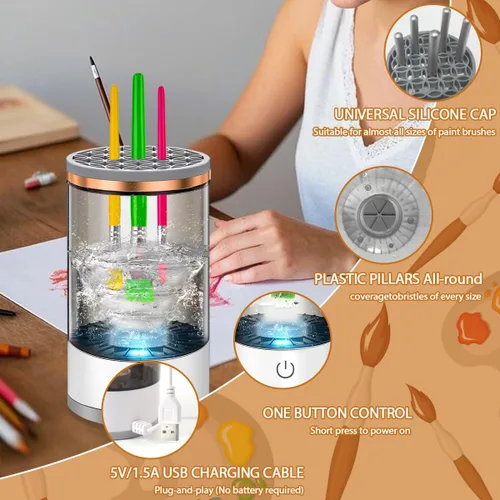 Miniatura 5 de Vodolo Máquina limpiadora de pinceles de pintura eléctrica, limpiador de pinceles de alta calidad profesional profesional giratorio de agua