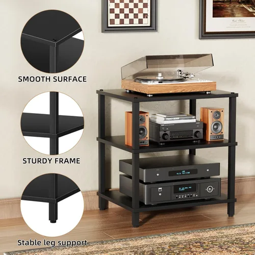 Miniatura 7 de Soporte para reproductor multimedia AV de 3 niveles, gabinete estéreo, gabinete estéreo moderno, estante de consola de juegos, soporte de TV