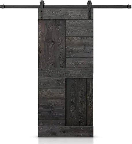 Miniatura 47 de TMS Serie N - Puerta corrediza interior de madera de pino anudada con kit de herrajes deslizantes (32 x 84 pulgadas, blanco)