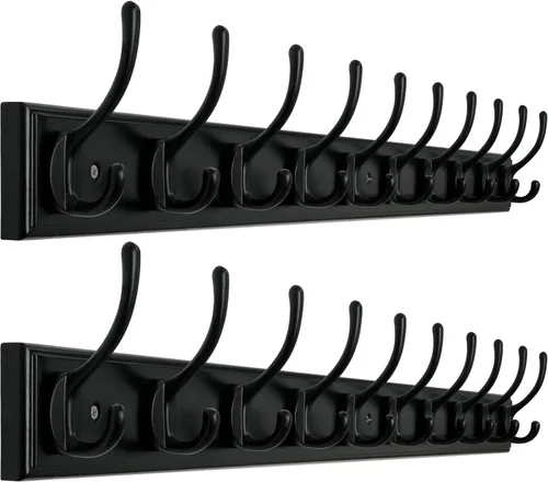 Miniatura 10 de WEBI Perchero de pared para montar en la pared, ganchos para colgar en la pared de 38 1/4" de largo, perchero de pared de bambú con gancho