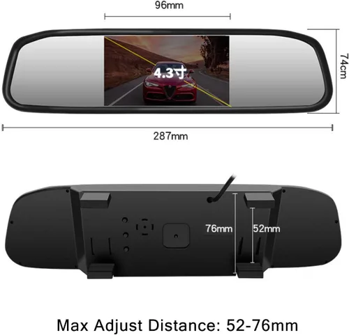 Miniatura 3 de Monitor de video de coche de 4.3 pulgadas, espejo retrovisor automático, pantalla LCD de 12 V-24 V, montaje universal, espejo de corriente con clip