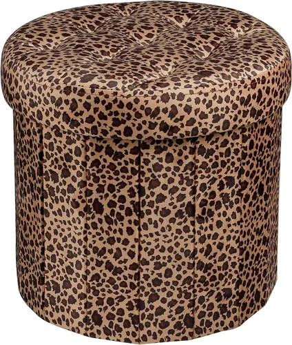 Miniatura 24 de Bsketa® Otomana plegable redonda de almacenamiento de 14 x 14 x 13 pulgadas, taburete de pie con asiento acolchado de espuma más gruesa, banco Negro