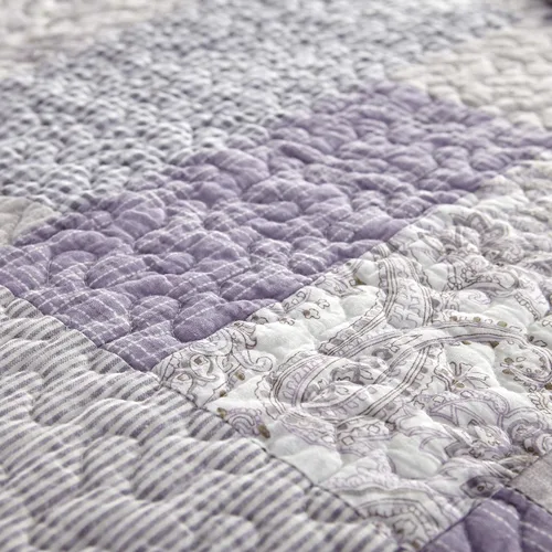 Miniatura 3 de Donna Sharp Edredón King – Colcha contemporánea de algodón rosa lavanda con patrón de retazos – lavable a máquina Machine Washable, Includes Quilt