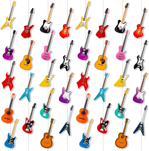 Miniatura 8 de 8 guirnaldas colgantes de guitarra para guitarra, decoración de fiesta de cumpleaños, guitarra, música, techo, decoración de pared para habitación