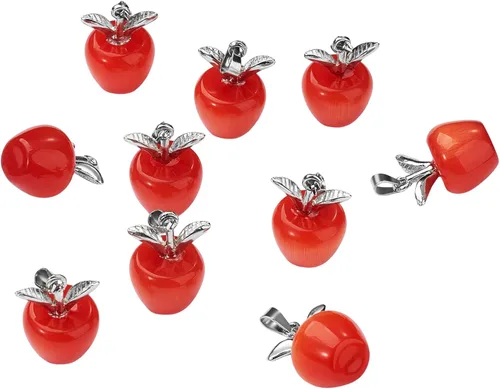 Miniatura 9 de 10 dijes de piedra preciosa de manzana, cristal de cuarzo curativo, colgantes de piedra natural, hebilla de oro verde para joyería, collares