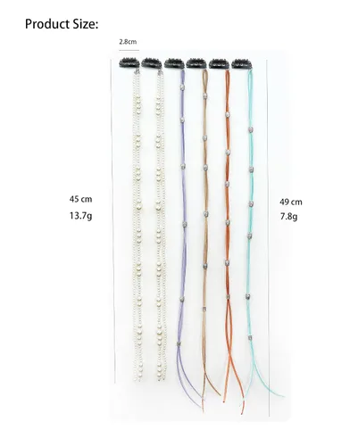 Miniatura 2 de Diadema trenzada de perlas de imitación y estilo bohemio, pinzas para trenzar el cabello, extensiones de cabello largo, cadena de cabello