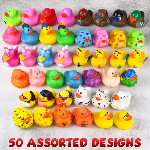 Miniatura 5 de Patos de goma para Jeep Ducking, 50 patos de goma surtidos para juegos de patitos, ducking de Jeeps, cruceros y baño, juego en la piscina, pequeño