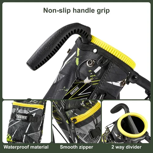 Miniatura 5 de Golf Stand Bag, 2 Way Dividers Golf Bag, Sunday Golf Bag Lightweight Par 3 Golf Bag, Pitch and Putt Youth Golf Bag with Multiple Storage Pockets for