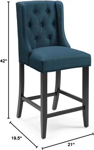 Miniatura 3 de Modway Baronet - Juego de 2 taburetes tapizados de tela con botones copetudos, color azul