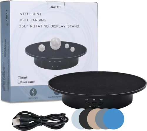 Miniatura 4 de JAYEGT Soporte de exhibición giratorio motorizado, capacidad de carga de 7.87 pulgadas / 17.6 libras, tocadiscos giratorio eléctrico de 360 grados