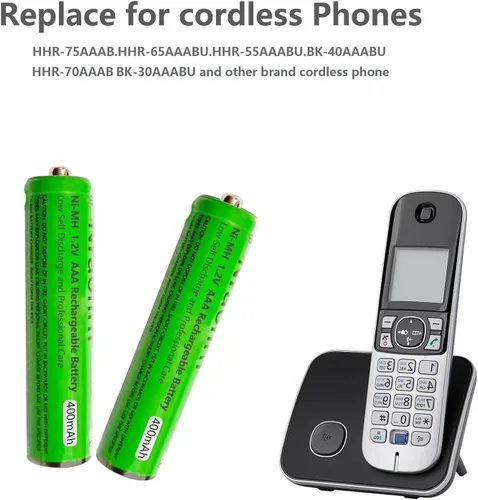 Miniatura 6 de Paquete de 4 baterías recargables AAA NI-MH para Panasonic, 1.2 V 400 mAh AAA baterías recargables para teléfonos inalámbricos Panasonic, controles