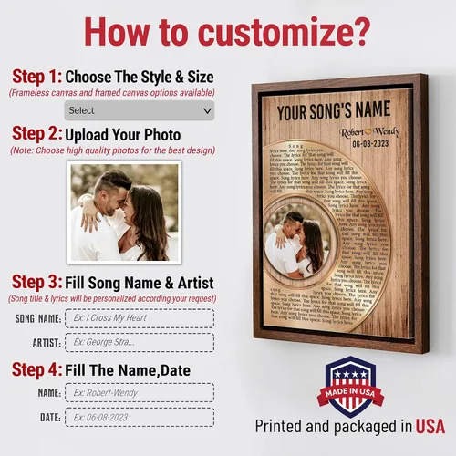 Miniatura 2 de H-DEWALL Regalos para marido de parte de la esposa, letras de canciones personalizadas con marco, discos de vinilo retro, decoración de pared