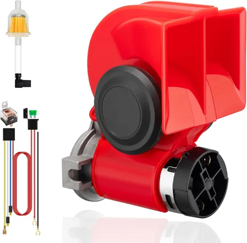 Miniatura 15 de Cuerno de tren para camión, bocinas de coche de 12 V 150 dB súper fuertes con arnés de cableado, cuerno de aire de caracol con compresor eléctrico