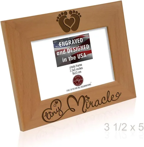 Miniatura 9 de KATE POSH - Marco de fotos de madera natural grabado Tiny Miracle para bebé, nuevo papá y mamá, regalo de padres, ultrasonido, ecografía, anuncio