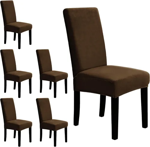 Miniatura 27 de MOSAYT Juego de 2 fundas elásticas de terciopelo para sillas de comedor, fundas suaves con tela extraíble gruesa para sillas Parsons, protectores