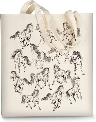Miniatura 10 de Bolsa de lona AUSVKAI estética para mujer, lindas bolsas de tela reutilizables de algodón para compras, playa, comestibles