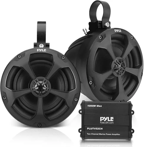 PYLE, Altavoces marinos, altavoces de barco, 1000 W 5.25 pulgadas, sistema todoterreno impermeable, amplificador de 2 canales, estéreo de rango