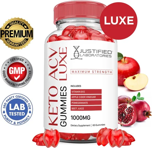 Miniatura 2 de Paquete de 5 gomitas Luxe Keto ACV de fórmula avanzada de 1000 mg Luxe Keto Gummies Vinagre de sidra de manzana formulado con jugo de granada