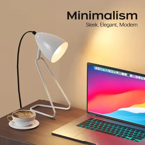 Miniatura 8 de PARTPHONER Juego de 2 lámparas de mesa pequeñas giratorias de 350°, modernas lámparas de noche de lectura blancas, adecuadas para estudio