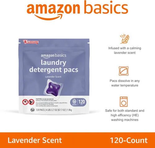 Miniatura 6 de Amazon Basics - Cápsulas de detergente para ropa, aroma a lavanda, 120 unidades (Nuevo empaque)