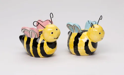 Miniatura 9 de 21028 Juego de saleros y pimenteros de cerámica fina Sweet Lovers Bumblebee Bee Couple de 3 pulgadas de largo