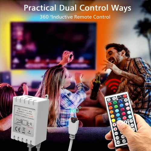 Miniatura 5 de Dalattin - Tira de luces LED para dormitorio de 25 pies, kit de tiras de luces LED RGB 5050 con cambio de color, control remoto de 44 teclas