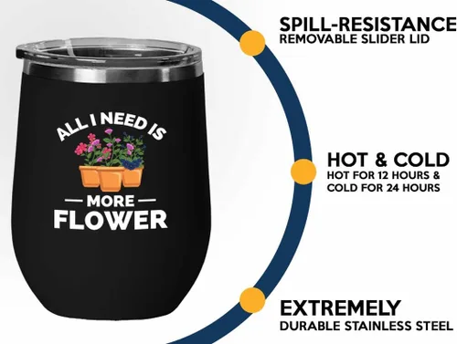 Miniatura 3 de Vaso de vino Flower Farmer Black Edition de 12 onzas – Todo lo que necesito – Regalos divertidos para granjeros para hombres, cosas vintage, tractor