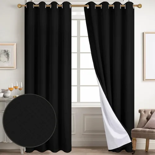 Miniatura 15 de Diraysid Cortinas 100% opacas de lino beige para dormitorio, con ojales, aislamiento térmico, cortinas de oscurecimiento de habitación