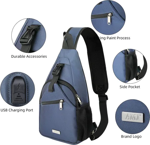 Miniatura 3 de AMJ Mochila Táctica de Pecho con Correa para Hombres, Bolsa de Hombro Antirrobo, Mochila Ligera para Senderismo, Ciclismo, Viaje, Camping