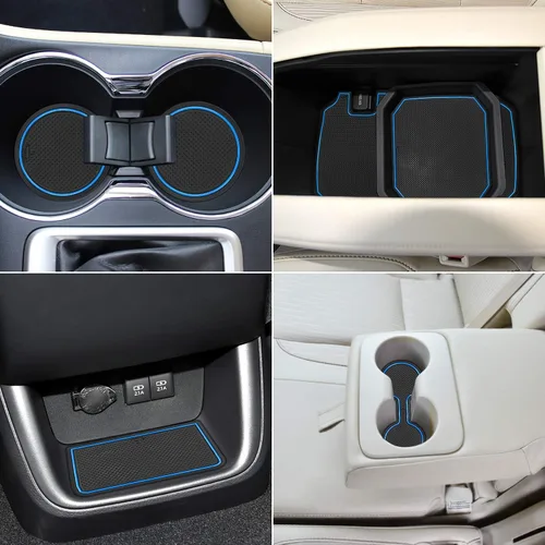 Miniatura 2 de Auovo Alfombrillas antipolvo para Toyota Highlander Accesorios 2019 2018 2017 2016 2015 2014 Alfombrillas de posavasos con inserto para portavasos
