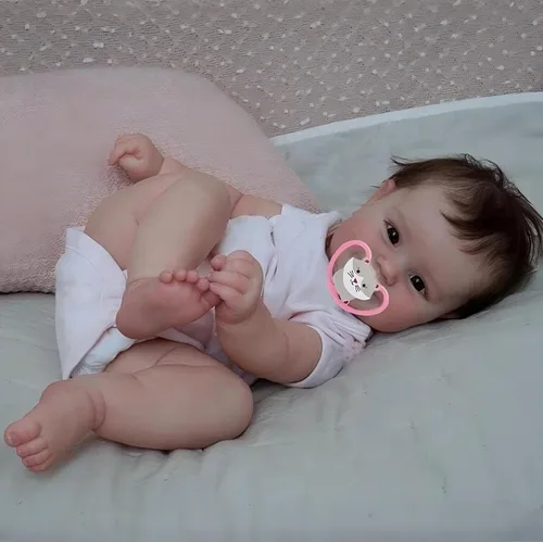 Miniatura 4 de iCradle Muñeca de bebé Reborn de aspecto real y encantadora, muñeca de bebé de silicona de 20 pulgadas / 50 cm, muñeca recién nacida realista, Ojos