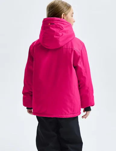 Miniatura 4 de GEMYSE Chaqueta de esquí impermeable para niña, chaqueta de invierno a prueba de viento con capucha