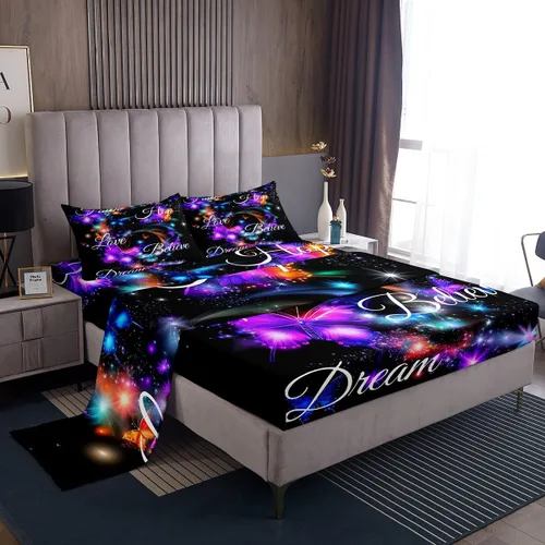 Miniatura 12 de Erosebridal Juego de sábanas de cola de sirena, tamaño individual para niños pequeños, sábana bajera ajustable de animales marinos náuticos