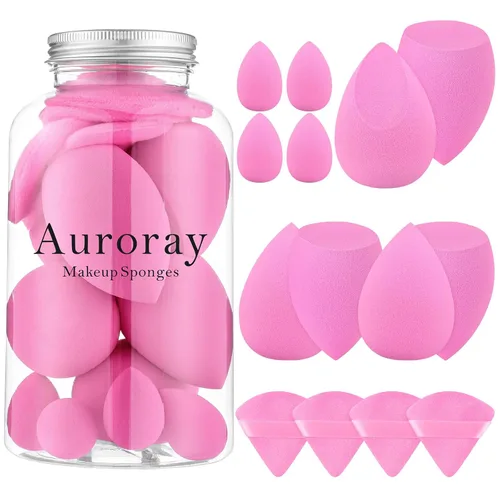 Miniatura 12 de Juego de 14 esponjas de maquillaje, mezclador de esponjas de belleza con 4 borlas de polvo y 4 mini esponjas de maquillaje para líquido, base, Negro