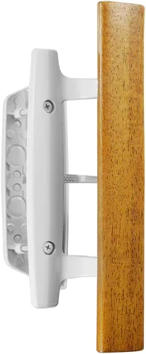 Miniatura 5 de Juego de manijas de puerta corrediza de patio reversible estilo mortaja con manija interior de madera de roble y tirador exterior en acabado