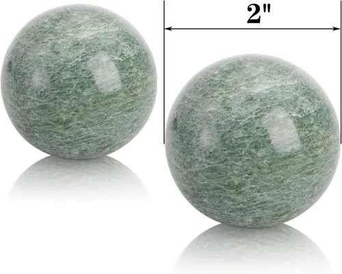 Miniatura 2 de Lyellfe Juego de 4 bolas Baoding de piedra de mármol, bolas de meditación de 2 pulgadas con caja, pelota de masaje de ejercicio de salud china