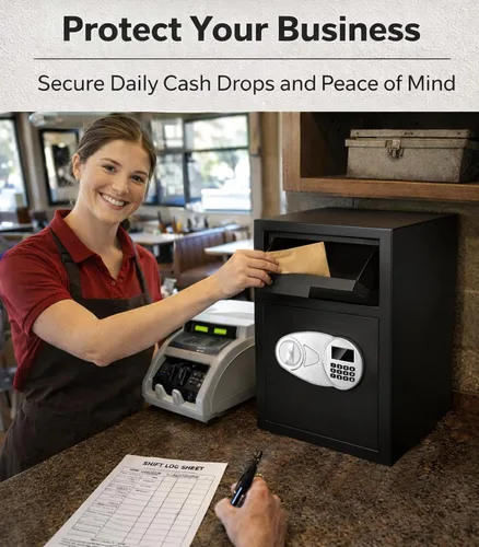Miniatura 2 de Caja de seguridad depositaria de 2.6 pies cúbicos para negocios con ranura de colocación rápida, cajas de seguridad para efectivo con pantalla LCD