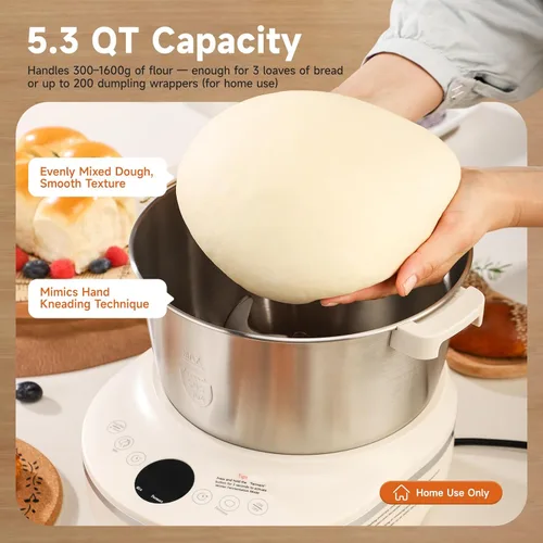 Miniatura 2 de Joydeem Electric Dough Maker con Función de Fermentación, Máquina Mezcladora de Masa de 5.3Qt, Perfecta para Masa de Pan, Pizza, Roti, Dumplings