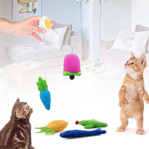 Miniatura 3 de AWOOF Juguetes de hierba gatera para gatos de interior, paquete de 6 juguetes masticables para gatos, juguete interactivo de felpa para gatitos