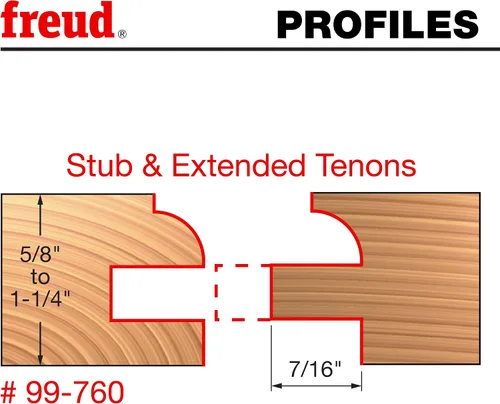Miniatura 3 de Freud 99-760: Riel ajustable Premier de 1-11/16" (diámetro) y broca ajustable con vástago de 1/2" (redonda), longitud total de 3-3/4