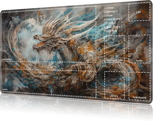 Miniatura 22 de Tapete de juego para MTG Card Playmat con zona, tapete de juego para MTG TCG de 24 x 14 pulgadas, tapete de juego antideslizante para tablero