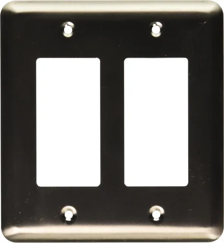 Miniatura 6 de Amerelle Devon Round Corner Single Rocker/Single Duplex Placa de pared de acero en níquel cepillado