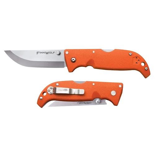 Miniatura 2 de Cold Steel Finn Wolf - Cuchillo plegable de caza con mango naranja AUS8A de 3.5 pulgadas, afilado, 4.375 pulgadas, Griv-Ex Blaze mango naranja