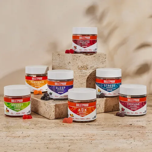 Miniatura 6 de Bulletproof Gomitas A+D+K de vitaminas de fresa y naranja sin azúcar, 60 unidades, suplemento keto para apoyo cardíaco, óseo e inmunológico, fórmula